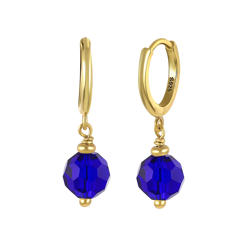 Trendy Summer Glass Ball Drop Earrings - Dark Blue