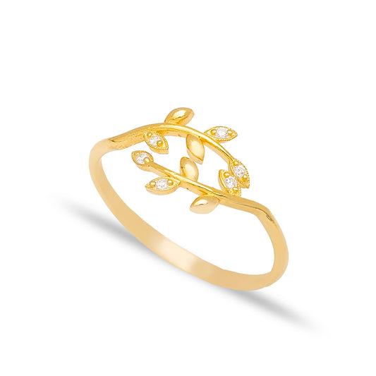 Elegant Minimalist Leaf Design Adjustable Ring Gold