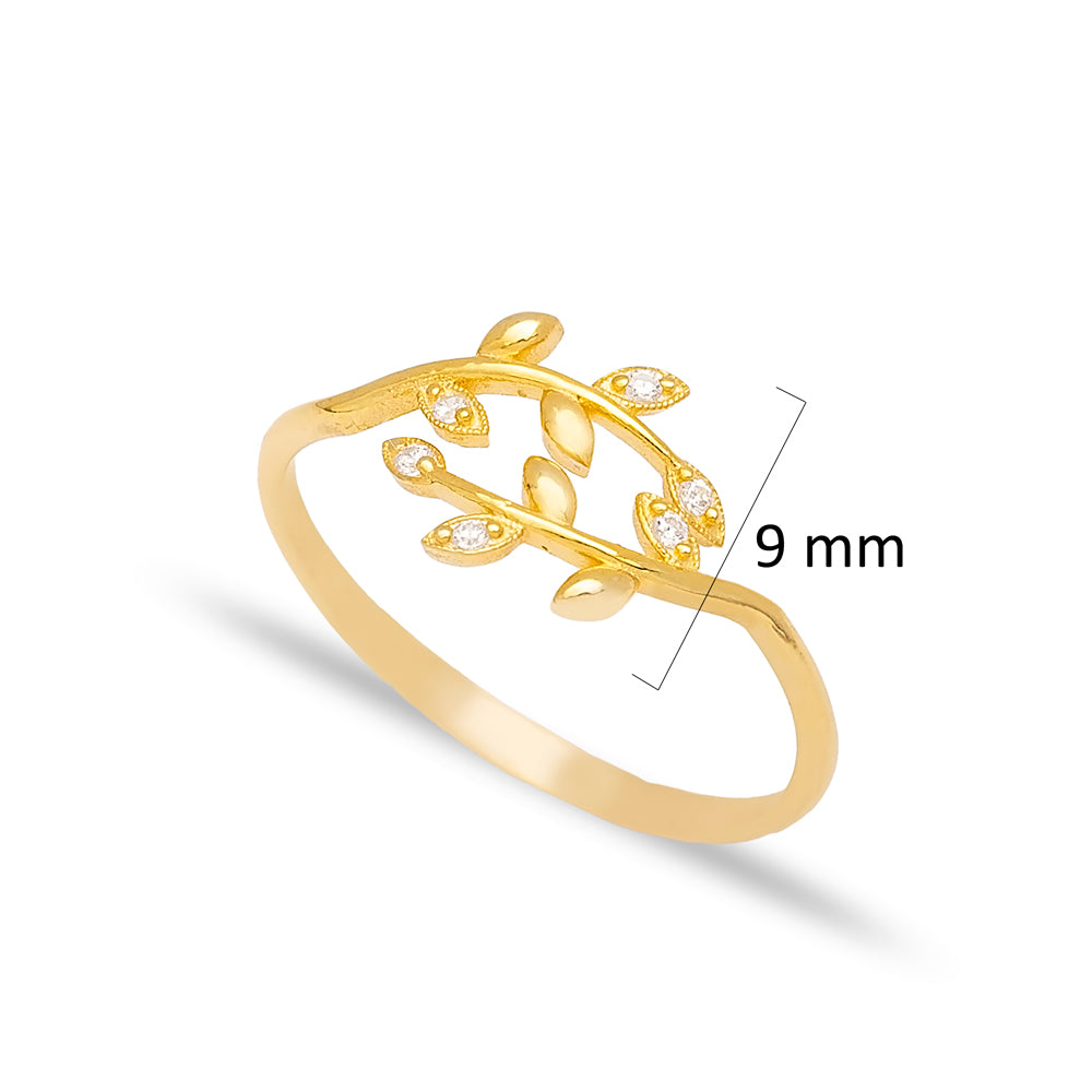 Elegant Minimalist Leaf Design Adjustable Ring Gold