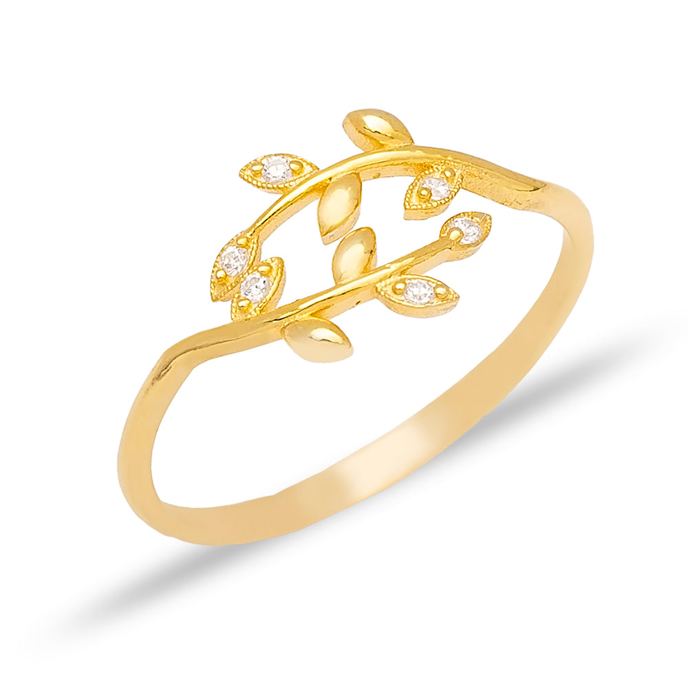 Elegant Minimalist Leaf Design Adjustable Ring Gold