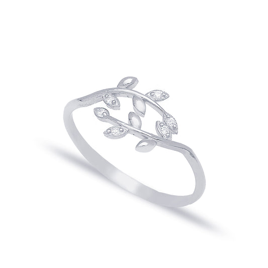 Elegant Minimalist Leaf Design Adjustable Ring Silver