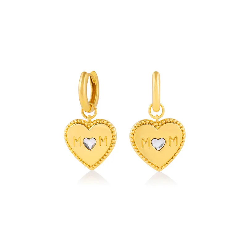 Mom Heart Pendant Earrings