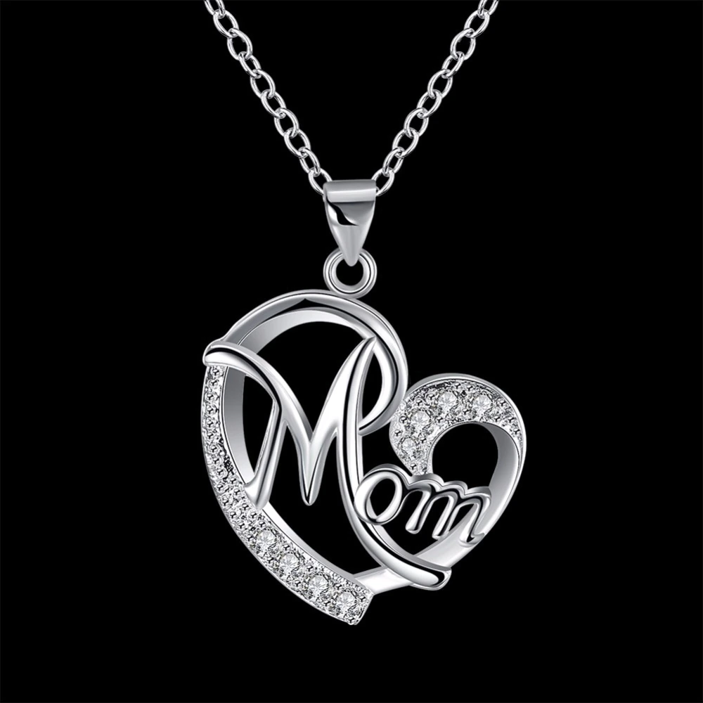 Mom Heart Sterling Silver Necklace