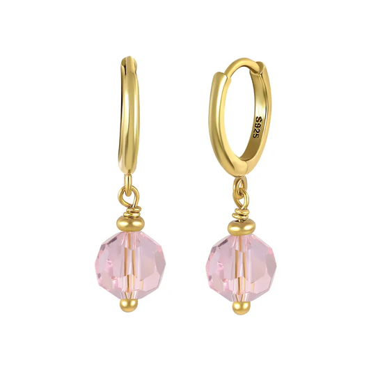 Trendy Summer Glass Ball Drop Earrings - Pink