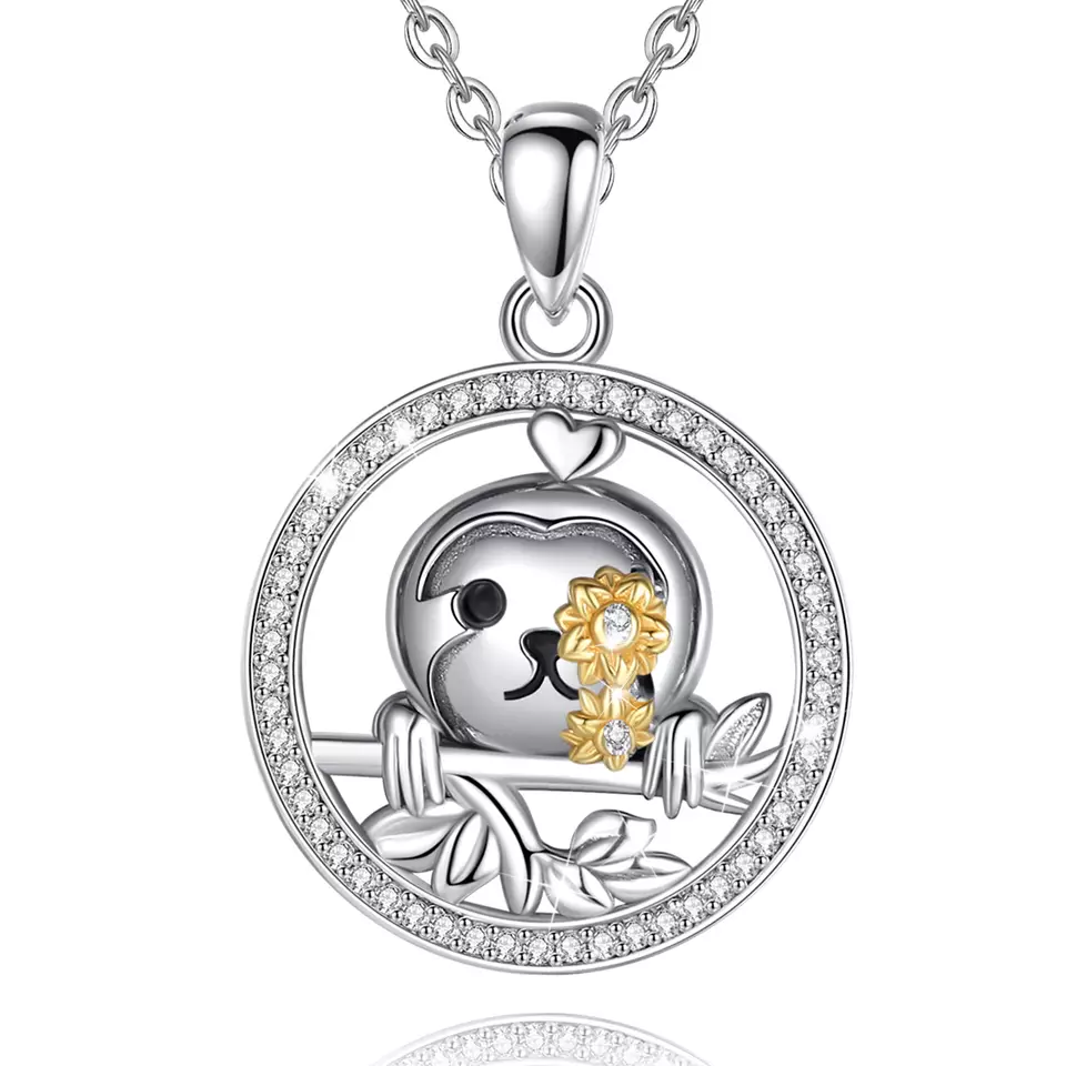 Cute Sloth Sterling Silver Necklace