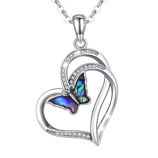 Elegant Blue Butterfly Sterling Silver Necklace