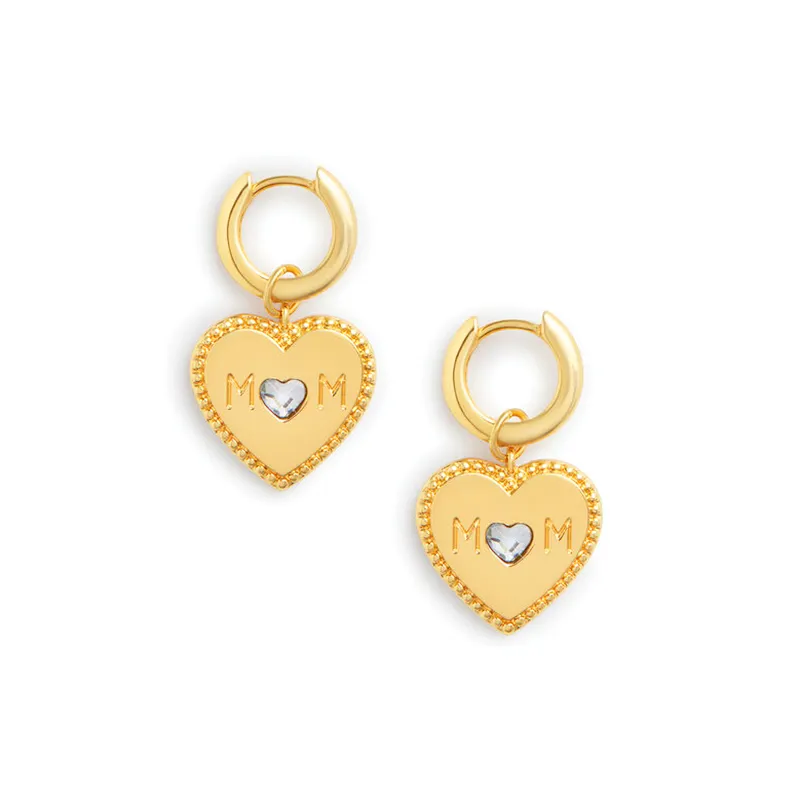 Mom Heart Pendant Earrings