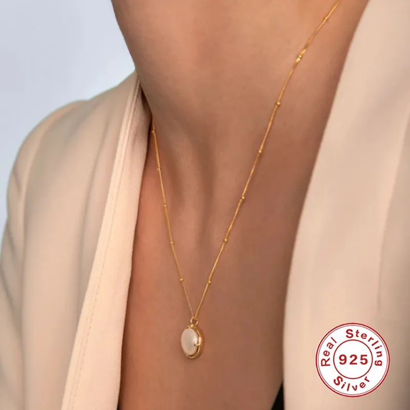 Trendy Chain Round Pearl Pendant Necklace