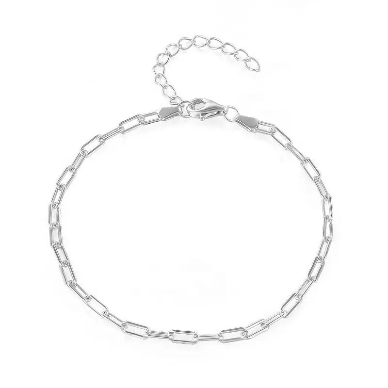 Simple Minimalist Paper Clip Bracelet (Silver)