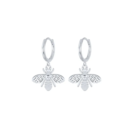 Queen Bee Buckle Hoop Earrings (Silver)