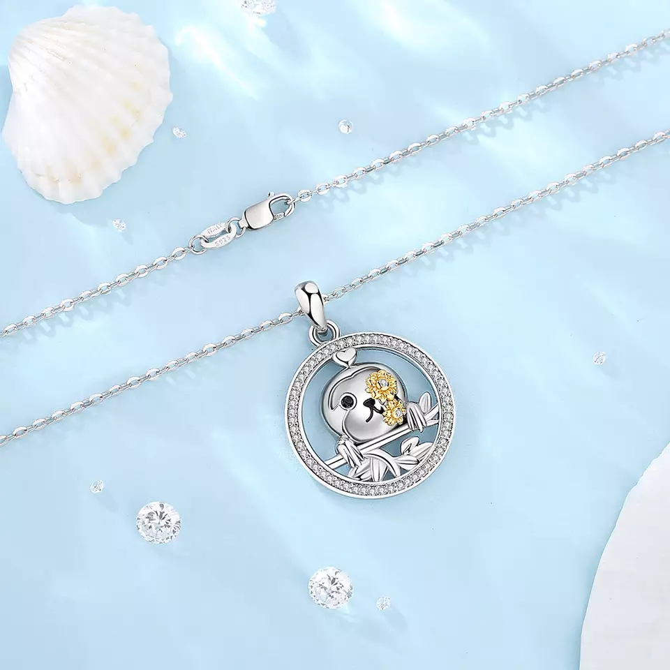 Cute Sloth Sterling Silver Necklace