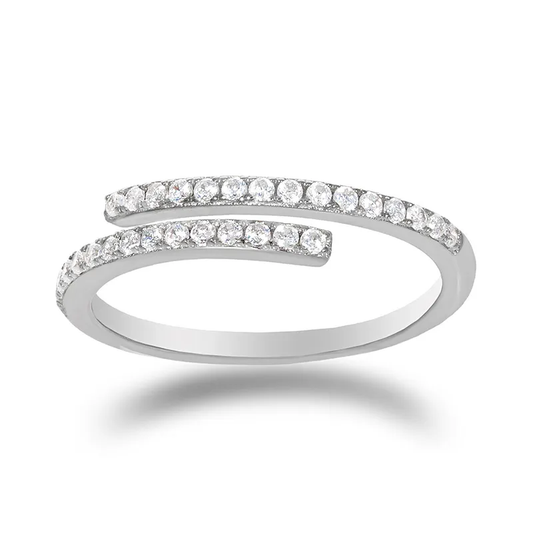 Simple Round Open Ring With Delicate Stones (Silver)