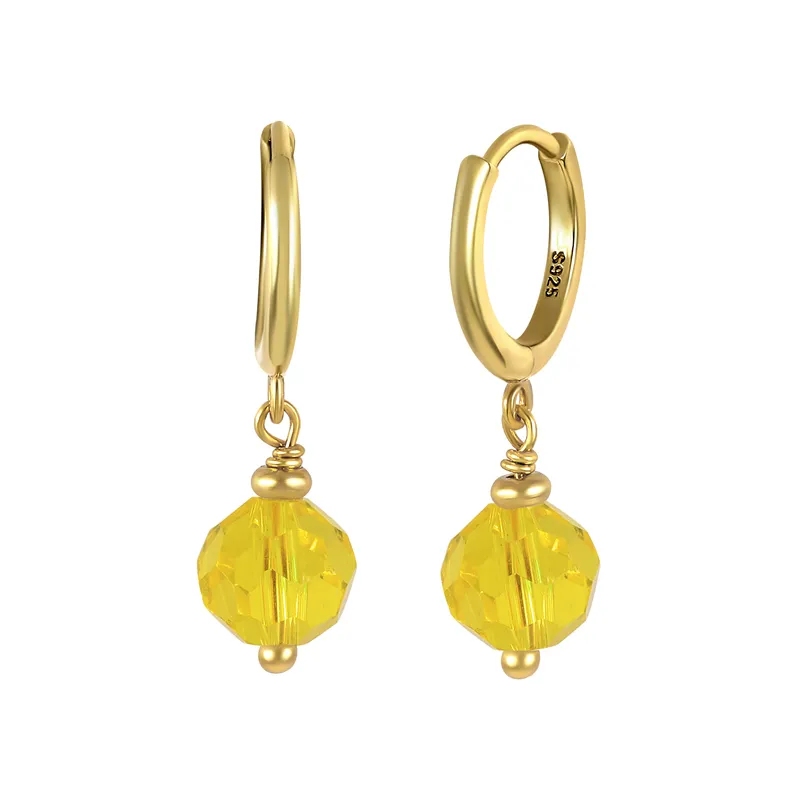 Trendy Summer Glass Ball Drop Earrings - Yellow