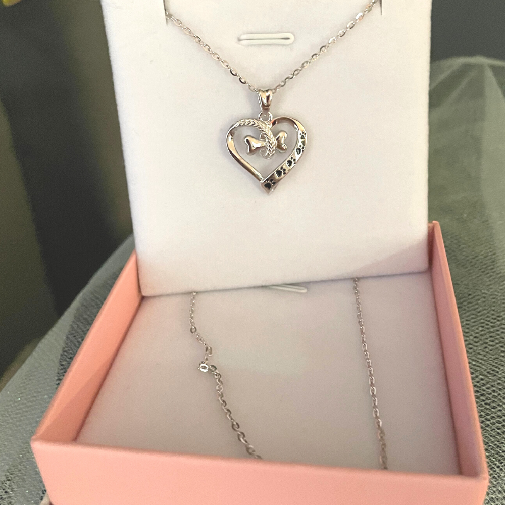 I Will Love You Infinitely Sterling Silver Necklace with Paw Marks