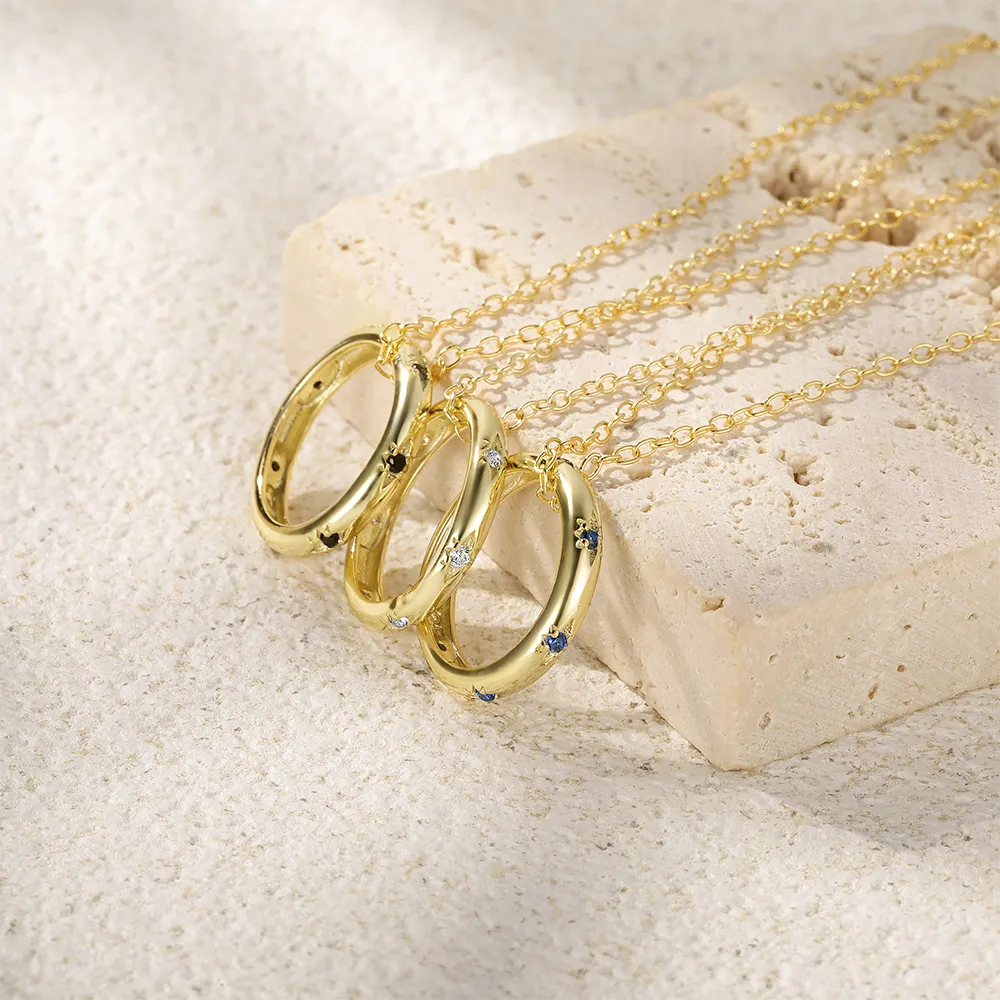 Trendy Ring Necklace (White Stones)