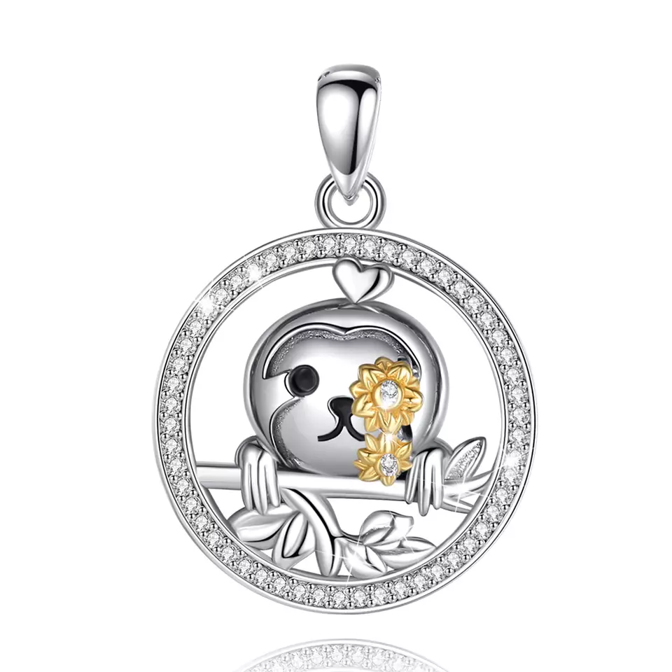 Cute Sloth Sterling Silver Necklace