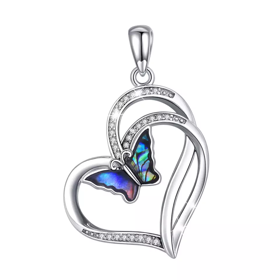 Elegant Blue Butterfly Sterling Silver Necklace