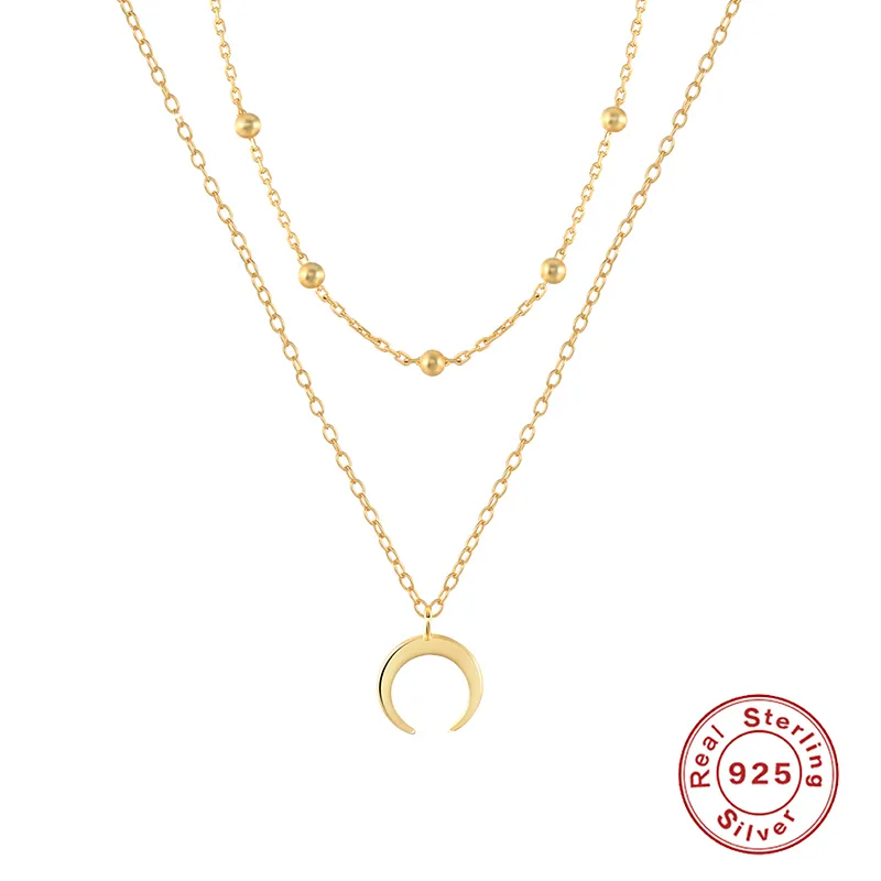 Trendy Double Layer Moon Necklace