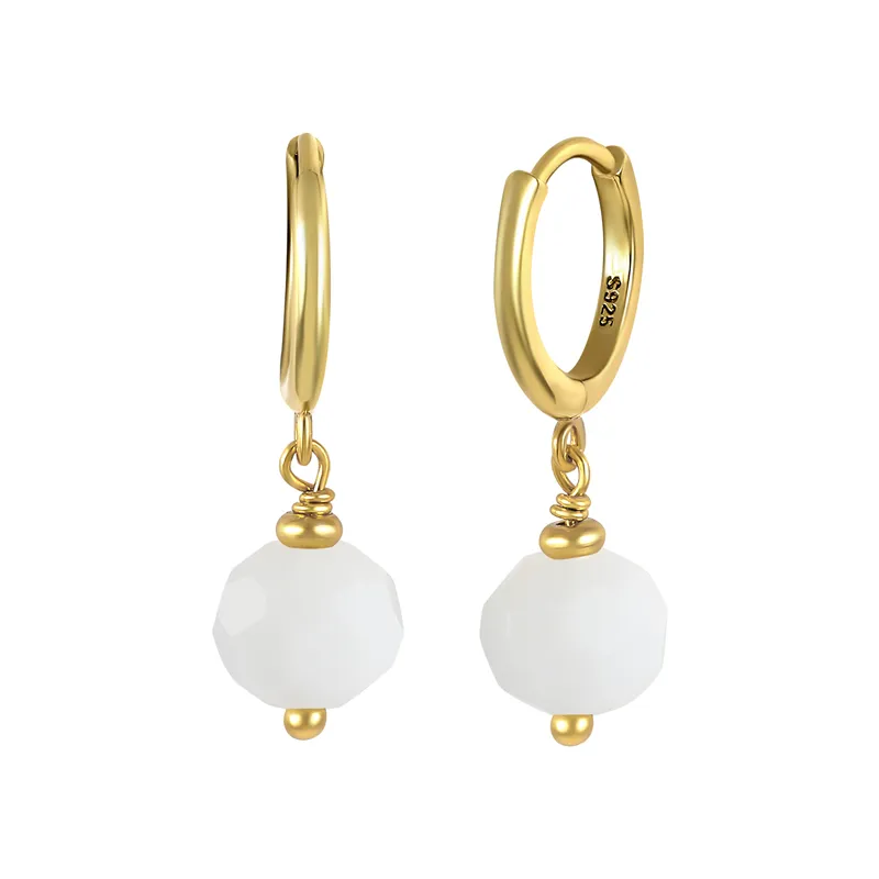 Trendy Summer Glass Ball Drop Earrings - White