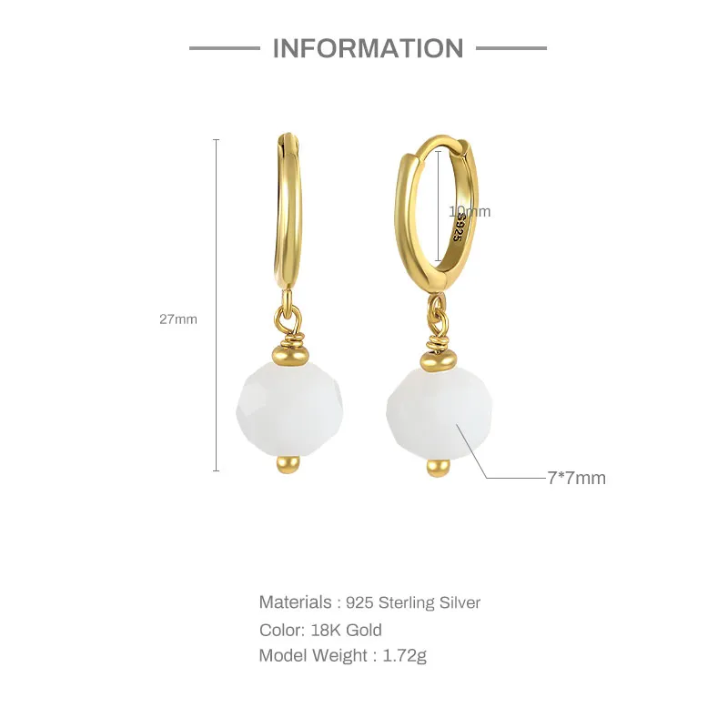 Trendy Summer Glass Ball Drop Earrings - White