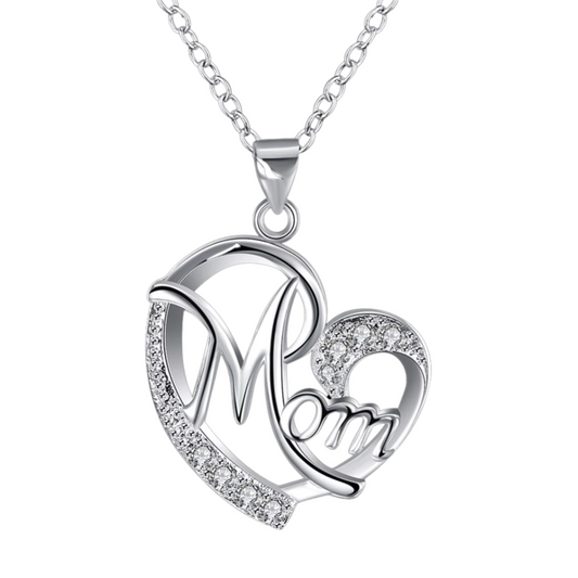 Mom Heart Sterling Silver Necklace