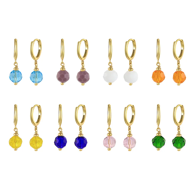 Trendy Summer Glass Ball Drop Earrings - Yellow