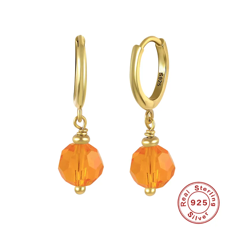 Trendy Summer Glass Ball Drop Earrings - Orange