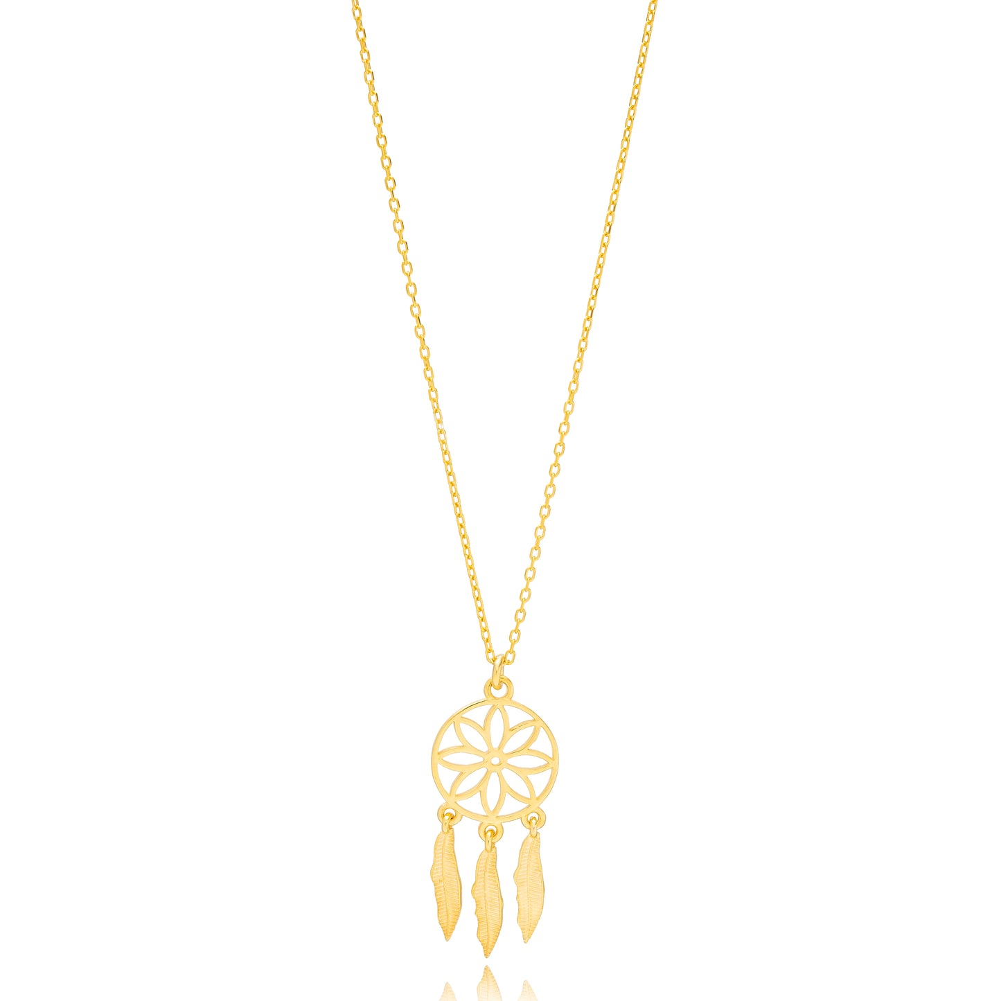 Dream Catcher Charm Pendant Necklace (Gold)