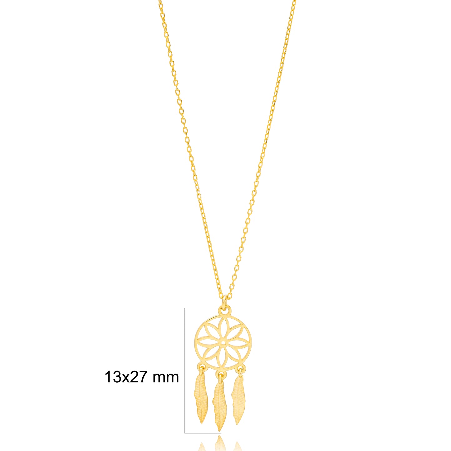 Dream Catcher Charm Pendant Necklace (Gold)