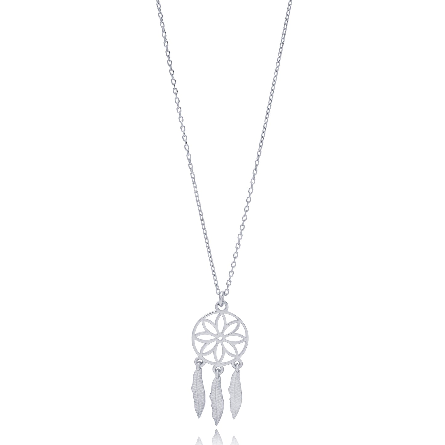 Dream Catcher Charm Pendant Necklace (Silver)