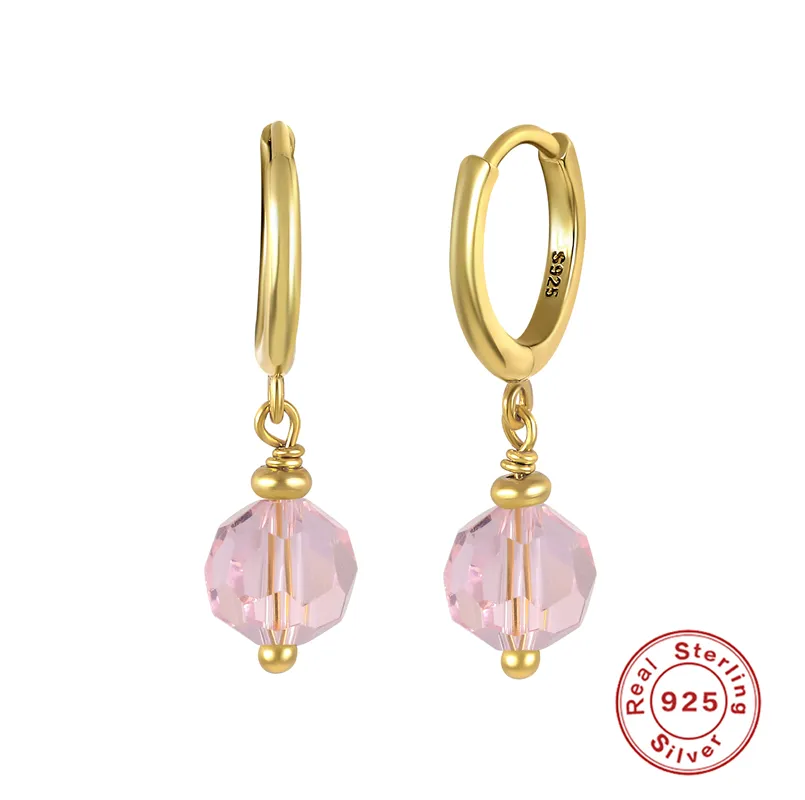 Trendy Summer Glass Ball Drop Earrings - Pink