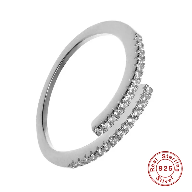 Simple Round Open Ring With Delicate Stones (Silver)