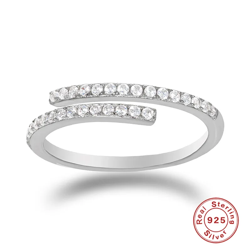 Simple Round Open Ring With Delicate Stones (Silver)