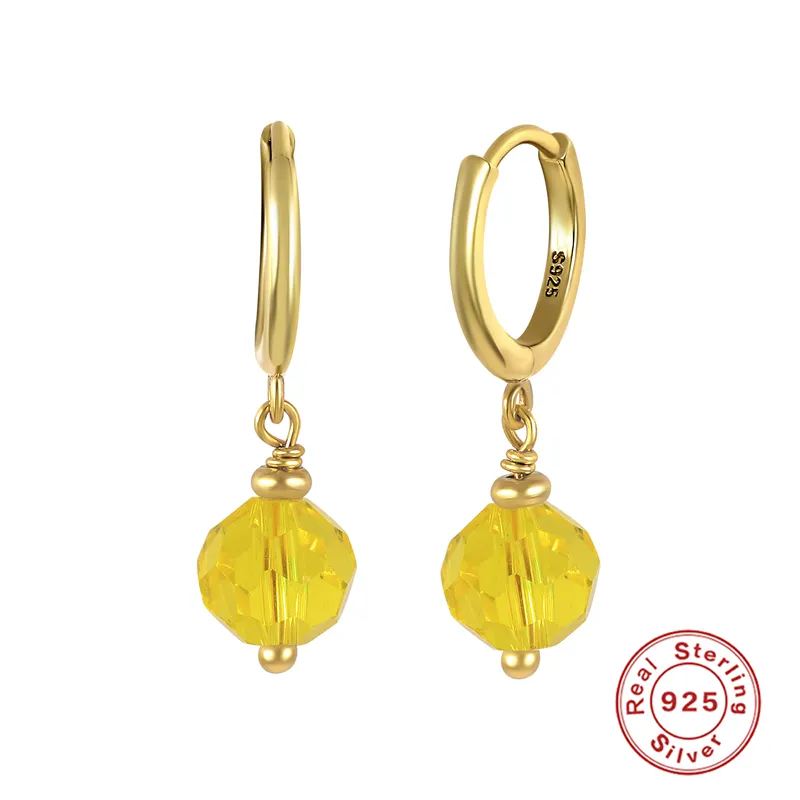 Trendy Summer Glass Ball Drop Earrings - Yellow