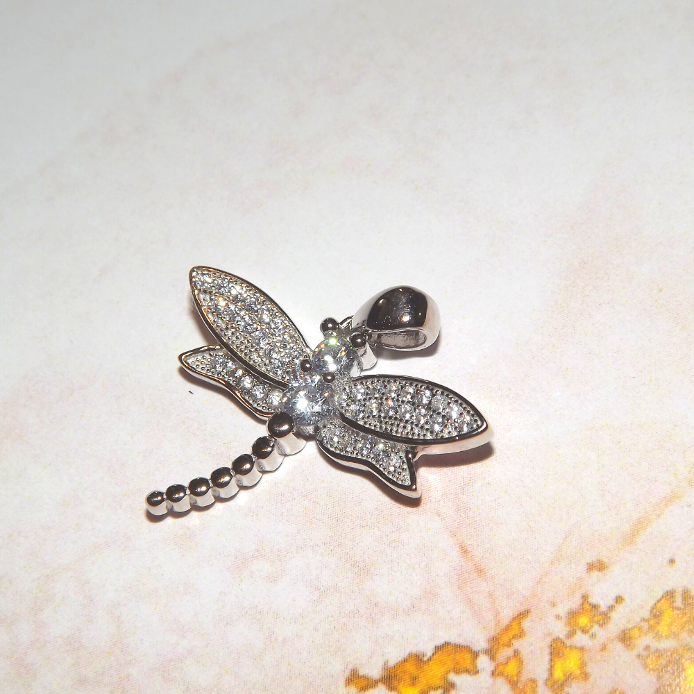 Sparkly Dragonfly Sterling Silver Necklace