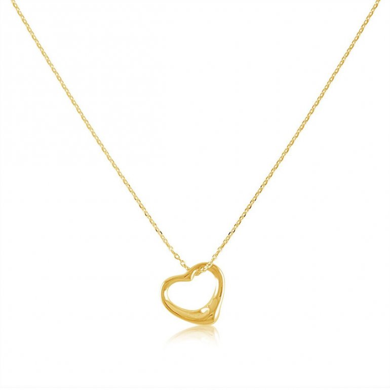 Delicate Heart Necklace Sterling Silver Dipped in Yellow Gold