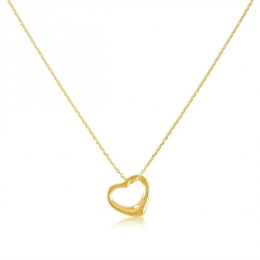 Delicate Heart Necklace Sterling Silver Dipped in Yellow Gold