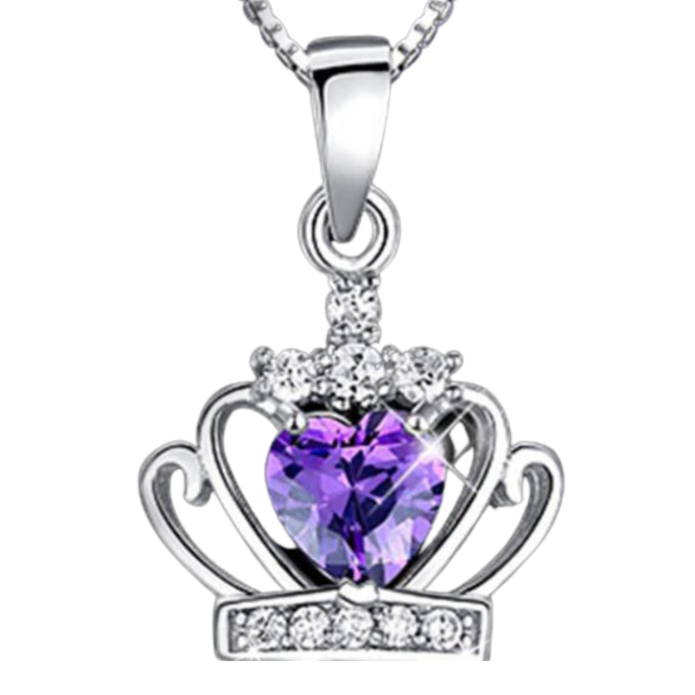 Princess Purple Crown Sterling Silver Necklace