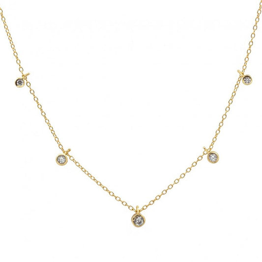 Dewdrop Choker Sterling Silver Necklace Dipped in Yellow Gold