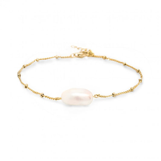 Sterling Silver Shell Pearl Satellite Chain Gold Bracelet