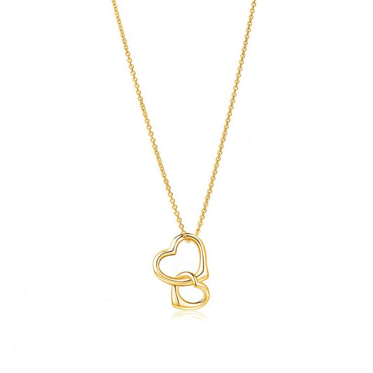 Intertwined Heart Necklace Sterling Silver 14K Gold Plated