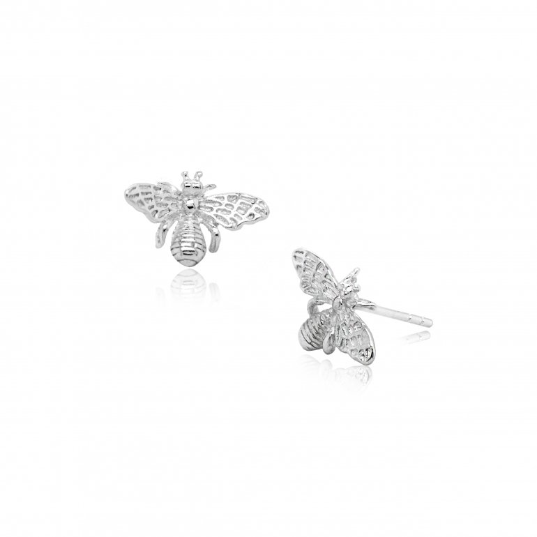 Sterling Silver Plain Queen Bee Studs