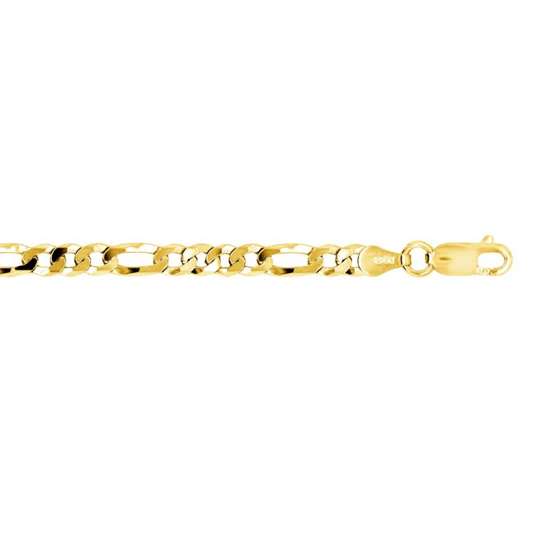 Flat Figaro 100 Choker 4mm Yellow Gold Plated