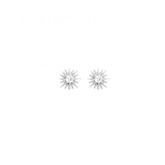 Mini Textured CZ Traditional Sunburst Studs (Silver)